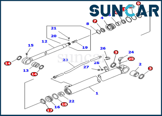 ซื้อ PC75UD-2E PC75UD-2 Komatsu 707-98-35140 7079835140 ชุดบริการรถขุดแขนกระบอกไฮดรอลิก online manufacture