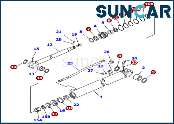 ซื้อ 707-98-35270 7079835270 แขนกระบอกซีลชุดซ่อมสำหรับ PC75UD-3 PC75UU-3 Komatsu Mono Boom online manufacture