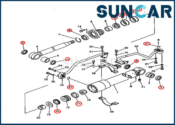 ซื้อ 707-98-37600 7079837600 Boom Cylinder Oil Seal Kit เหมาะสำหรับ Komatsu รุ่น PC75UU-1 PW150-1 Excavator online manufacture