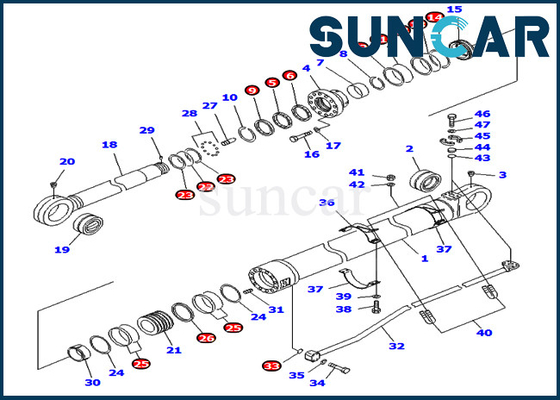 ซื้อ Komatsu 707-99-76240 7079976240 ชุดแขนกระบอกบริการซีลสำหรับ PC800-8 PC800-8R PC800LC-8 Excavator online manufacture