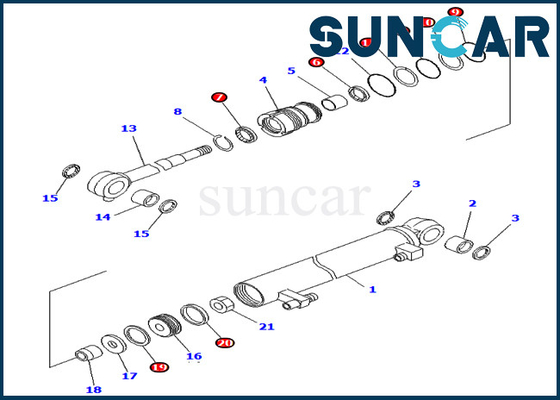 ซื้อ ชุดซีลรถขุด 707-98-03030 7079803030 PC02-1 Komatsu Boom Cylinder Seal Repair Kits online manufacture