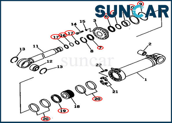 ซื้อ ชุดซีลกระบอกสูบแบบเอียงคู่ 707-99-96201 OEM Dozer Komatsu ชุดซีลน้ำมันไฮดรอลิก online manufacture