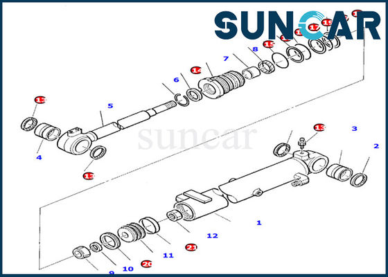 ซื้อ 878000394 ชุดซีลกระบอกไฮดรอลิกบูมเหมาะกับ Komatsu PC10-7 Excavator Inner Oil Seal Replacement online manufacture