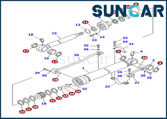 ซื้อ Komatsu PC100-6 อะไหล่ 707-98-27620 ชุดถังใส่จารบียาวถังใส่จารบีชุดซ่อมภายในชุดซีลน้ำมัน online manufacture