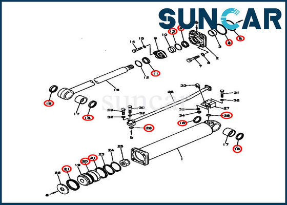 ซื้อ ชิ้นส่วนรถปราบดิน 131-63-05040 ชุดยกกระบอกไฮดรอลิกซีล D53S-16 Komatsu Repair Kits online manufacture