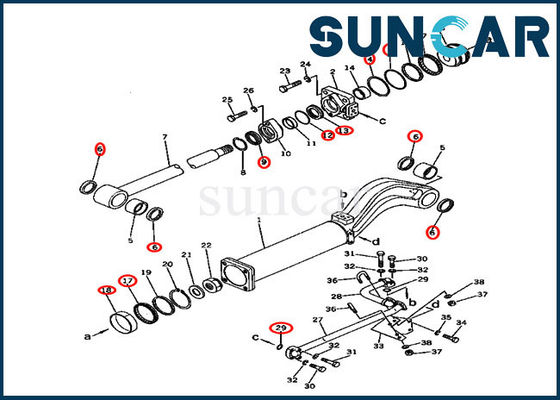 ซื้อ ชุดซีลน้ำมันไฮดรอลิก 135-63-05030 ชุดซ่อมซีลกระบอกดัมพ์สำหรับ D57S-1 Komatsu Dozer online manufacture