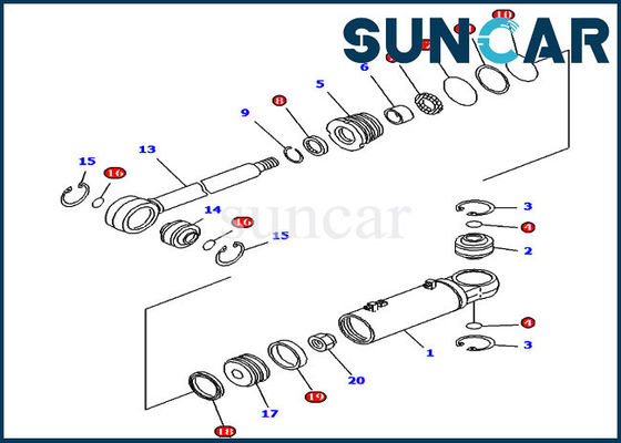 ซื้อ Dozer Tilt Cylinder Seal Kit 707-98-43620 ซีลไฮดรอลิก Komatsu Repair Parts online manufacture