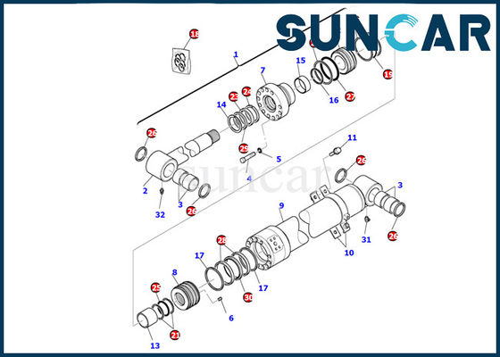 ซื้อ 707-99-43300 ชุดบริการกระบอกสูบบูม Komatsu ชุดซีลกระบอกไฮดรอลิก PC95R-2 Inner Parts online manufacture