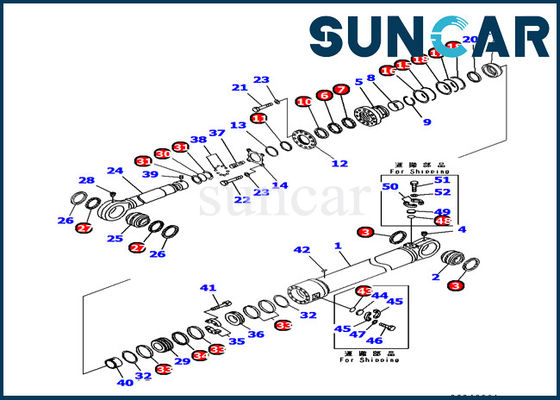 ซื้อ 707-99-89270 ความต้านทานน้ำมัน Komatsu Sealing Kit PC1250-7 Excavator Arm Cylinder Service Kit online manufacture