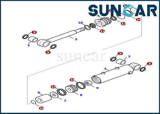 ซื้อ 878000499 ชุดใบมีดกระบอกไฮดรอลิกซีล PC15R-8 Komatsu รถขุดชิ้นส่วนภายในชุดปะเก็น online manufacture