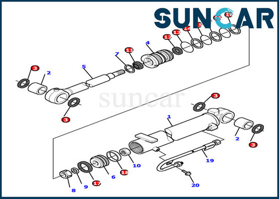 ซื้อ 878000503 ชุดซีลกระบอกสูบบูม Komatsu Inner Part Excavator Service Kit เหมาะกับรถขุด PC12R-8 online manufacture