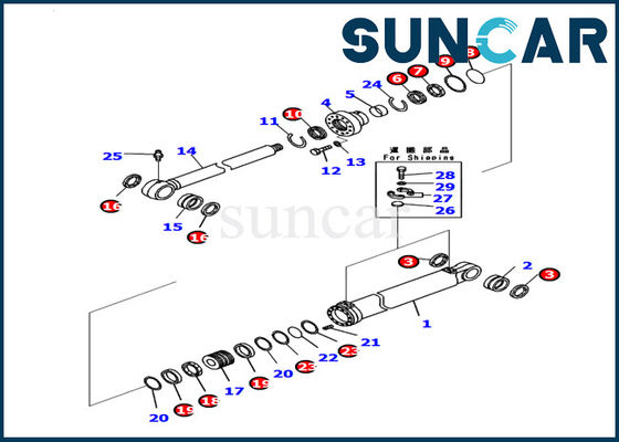 ซื้อ 707-99-53310 ชุดซีลกระบอกสูบบูม Komatsu Work Equipment Excavator PC130-8 Service Kit online manufacture