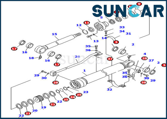 ซื้อ Komatsu Service Kit 707-99-36330 Bucket Cylinder Seal Kits รถขุด PC138US-2E อะไหล่ภายใน online manufacture