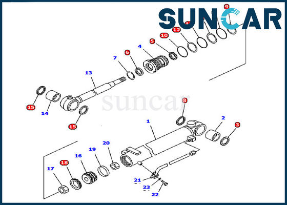 ซื้อ 707-98-12330 ชุดซีลกระบอกสูบบูม Komatsu Excavator PC15R-8 Model Inner Parts Service Kit online manufacture