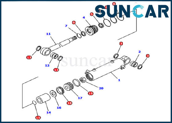 ซื้อ ชุดบริการกระบอกใบมีด 707-98-12660 ชุดซีลกระบอกไฮดรอลิก Komatsu Excavator PC15R-8 online manufacture