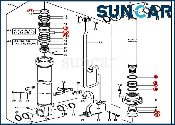 ซื้อ AH225136 Boom Hydraulic Cylinder Kit Excavator Seal Kit เหมาะกับ John Deere 2154D 225CLC online manufacture
