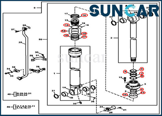 ซื้อ John Deere AH225137 Bucket Repair Seal Kit 2154D 225DLC Excavator ชุดบริการไฮดรอลิก online manufacture