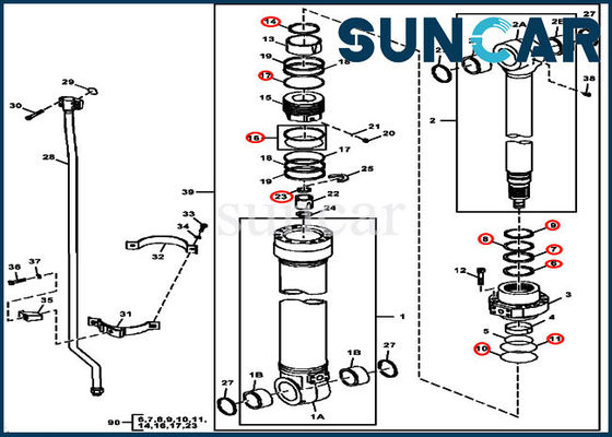 ซื้อ FYA00006591 John Deere ชุดซ่อมซีลกระบอกไฮดรอลิกสำหรับ 240DLC 250GLC รถขุด Moldes online manufacture