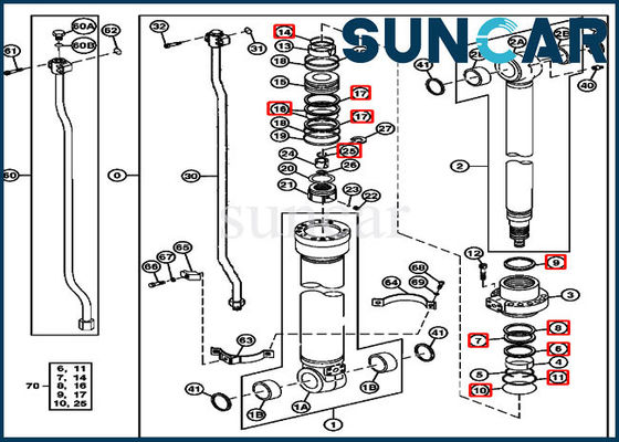 ซื้อ ส่วนประกอบกระบอกสูบแขน 4369943 ชุดซ่อมซีลไฮดรอลิกเหมาะกับ 230CLC John Deere Equipment online manufacture