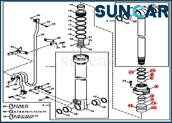 ซื้อ FXB00002044 ชุดซีลกระบอกไฮดรอลิกบูมเหมาะสำหรับรุ่น John Deere 180GLC 190GW online manufacture