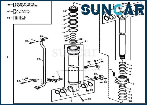 ซื้อ Deere Parts 180GLC 190GW FYA00012907 Bucket Seal Kit ชุดซ่อมกระบอกไฮดรอลิก online manufacture