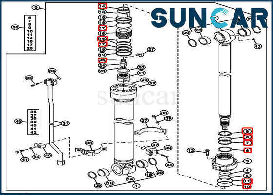 ซื้อ 4483194 Arm Cylinder Seal Kit เหมาะกับรถขุด 180 John Deere รุ่นเครื่องจักรก่อสร้าง online manufacture