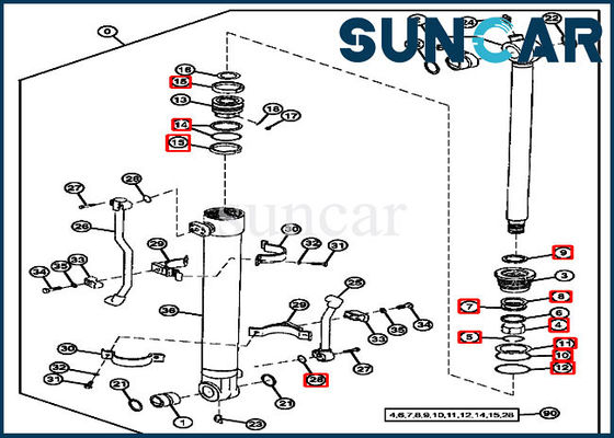 ซื้อ 4369716 Bucket Oil Seal Kit ชุดบริการกระบอกสูบสำหรับรถขุด 190 80 John Deere online manufacture