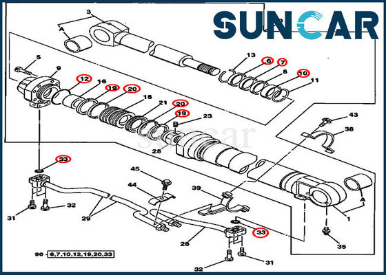 ซื้อ AT264433 Arm Seal Repair Kit ชุดบริการกระบอกสูบเหมาะกับ 230LCR 200CLC Deere Parts online manufacture