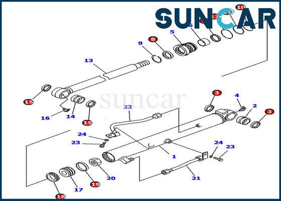 ซื้อ 707-39-65190 Bucket Cylinder Seal Kit Komatsu รถขุด PC10UU PC14R PC16R ชุดซ่อม online manufacture