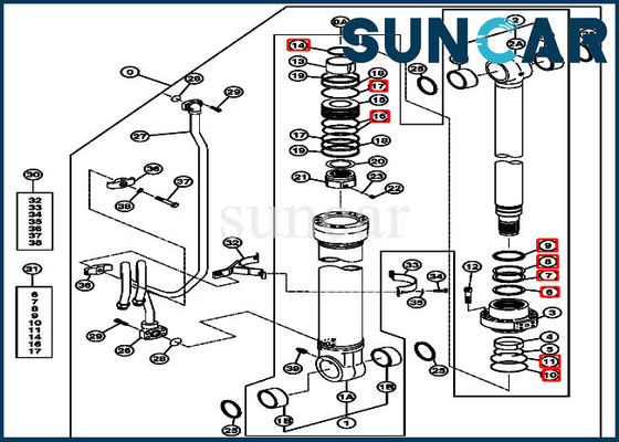 ซื้อ Boom Repair Seal Kit 4639936 เหมาะกับ 270CLC 2554 John Deere Replacement Service Parts online manufacture