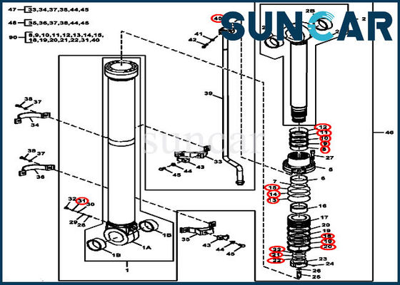 ซื้อ ซีลไฮดรอลิกของรถขุด FYA00010733 Arm Repair Seal Kit เหมาะสำหรับรุ่น John Deere 270DLC online manufacture