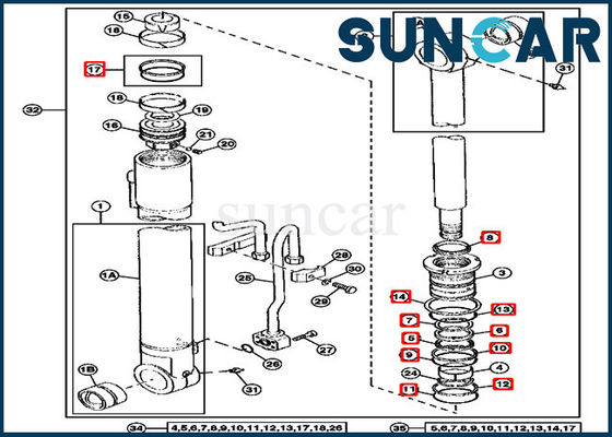 ซื้อ 290D บูมกระบอก 4369764 ชุดซ่อมซีล John Deere Excavator Replacement Service Kits online manufacture