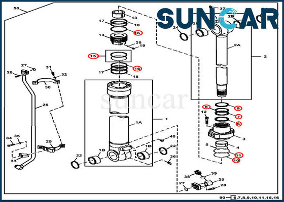 ซื้อ FYA00001398 ชุดซ่อมซีลกระบอกสูบถัง ISO9001 3754D 350DLC John Deere Service Kit online manufacture