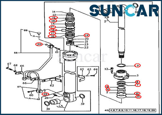 ซื้อ ชุดเปลี่ยนซีล AT196470 Boom Cylinder ชุดซีลน้ำมันสำหรับ 490E John Deere Equipment online manufacture
