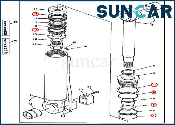 ซื้อ 4240075 ชุดบริการเปลี่ยนกระบอกสูบ Stabilizer เหมาะกับรถขุด 595D John Deere online manufacture
