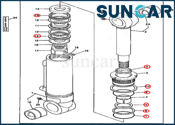 ซื้อ 4240084 Blade Cylinder Seal Kit Excavator ชุดบริการไฮดรอลิกสำหรับ 595D John Deere online manufacture