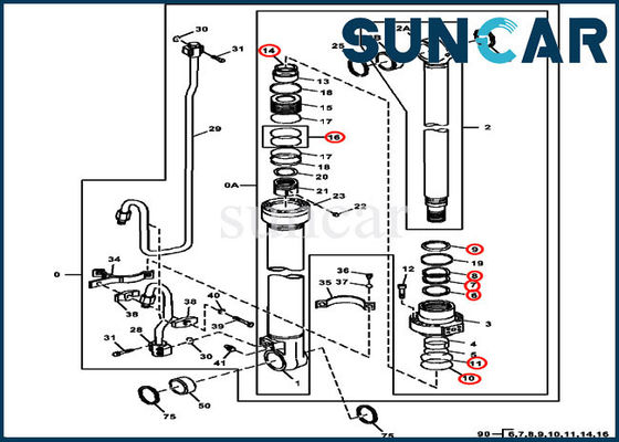 ซื้อ 3754D Deere 4686432 ชุดซีลบูมไฮดรอลิกเหมาะกับกระบอกสูบ 115.00 mm Rod 170 mm Bore online manufacture