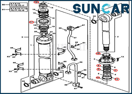 ซื้อ 4438679 Arm ชุดกระบอกไฮดรอลิก 450LC 450CLC Deere Excavator Seal Repair Kits online manufacture