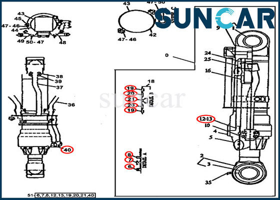 ซื้อ Excavator Hydraulic Seals AT196478 Arm Cylinder Seal Kit Fits John Deere 790D online manufacture