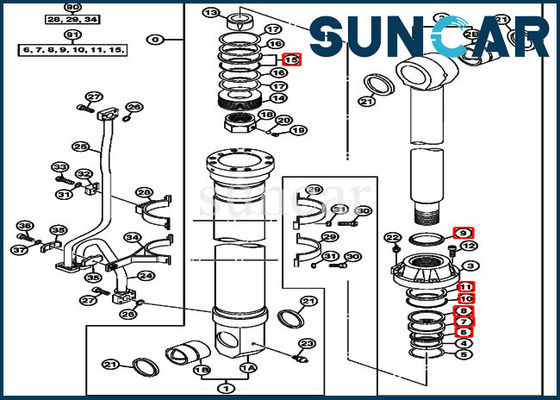 ซื้อ 4653861 Hydraulic Boom Cylinder Seal Repair Kit Fits For 850DLC 870GLC John Deere Parts online manufacture