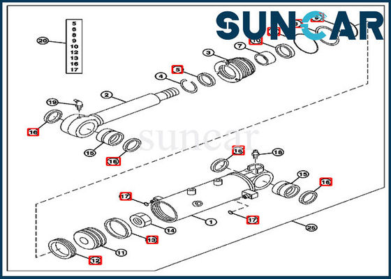 ซื้อ 4652458 ชุดซีลเปลี่ยนใบมีด John Deere 27D Excavator Cylinder Seal Kits online manufacture