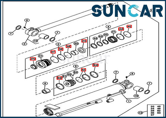 ซื้อ 4634034 ชุดซ่อมซีลกระบอกสูบบูม Deere 35D 27D Excavator Service Kits online manufacture