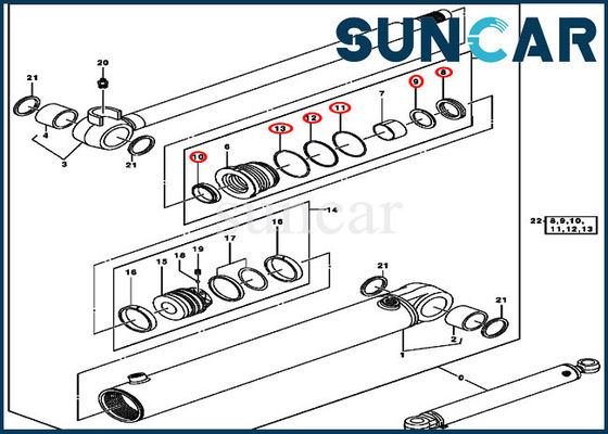 ซื้อ 0843808 Excavator Boom Swing Service Kit ชุดซีลกระบอกไฮดรอลิกสำหรับ John Deere 50C online manufacture