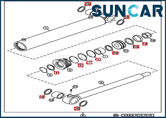 ซื้อ 4705345 ชุดซ่อมซีลกระบอกสูบบูมสวิง 50D John Deere Excavator Sealing Kits online manufacture