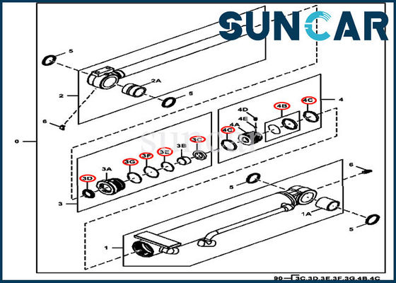 ซื้อ 4614058 ชุดซีลกระบอกไฮดรอลิกมุมใบมีดสำหรับรถขุด 35D 50G JOHN DEERE online manufacture