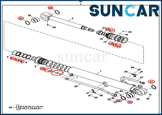 ซื้อ FYD00000086 Arm Cylinder Seal Kit ชุดบริการเปลี่ยนสำหรับ John Deere 60D 60G online manufacture