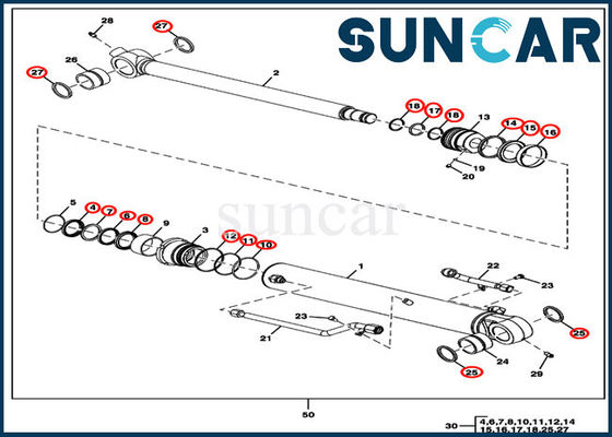 ซื้อ FYD00000087 Bucket Replacement Cylinder Seal Kit เหมาะกับ 60D 60G John Deere online manufacture