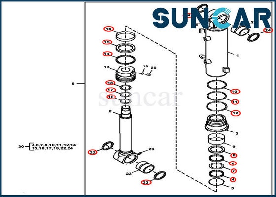 ซื้อ 60D 60G Deere Parts FYD00003245 Repair Seal Kit Blade Cylinder Sealing Kit online manufacture