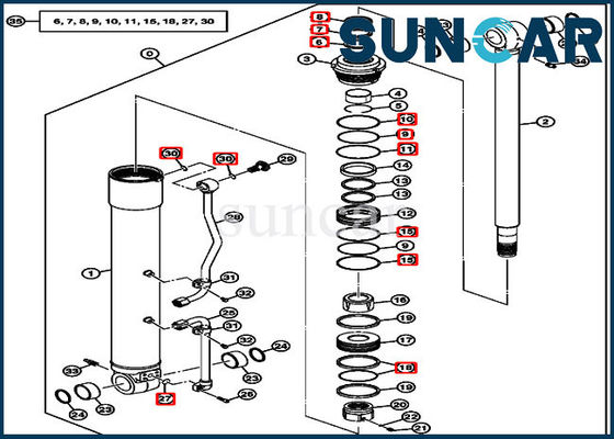 ซื้อ 4464984 ชุดซ่อมบูมซีลชุดบริการกระบอกเหมาะกับ 75C 80C John Deere Components online manufacture