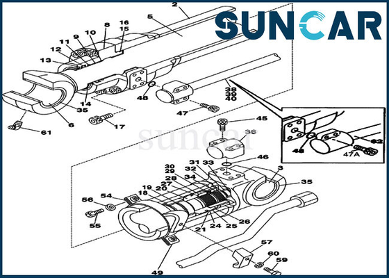 ซื้อ LZ00446 Arm Seal Repair Kit กระบอกไฮดรอลิกชุดซีลน้ำมันสำหรับรถขุด CASE CX225SR CX210 online manufacture
